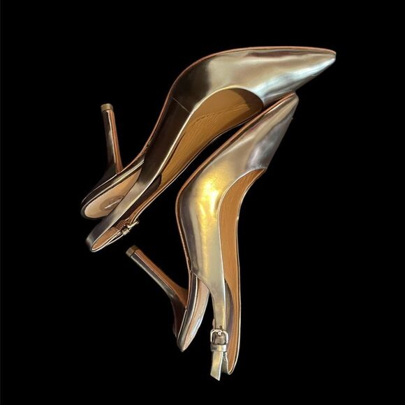 Coach “Lilly” Metallic Bronze Pointed Toe Stiletto Heel Slingback Pumps - Picture 12 of 16
